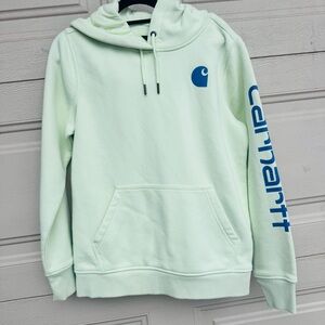 Carhartt Mint Hoodie with Blue Accent